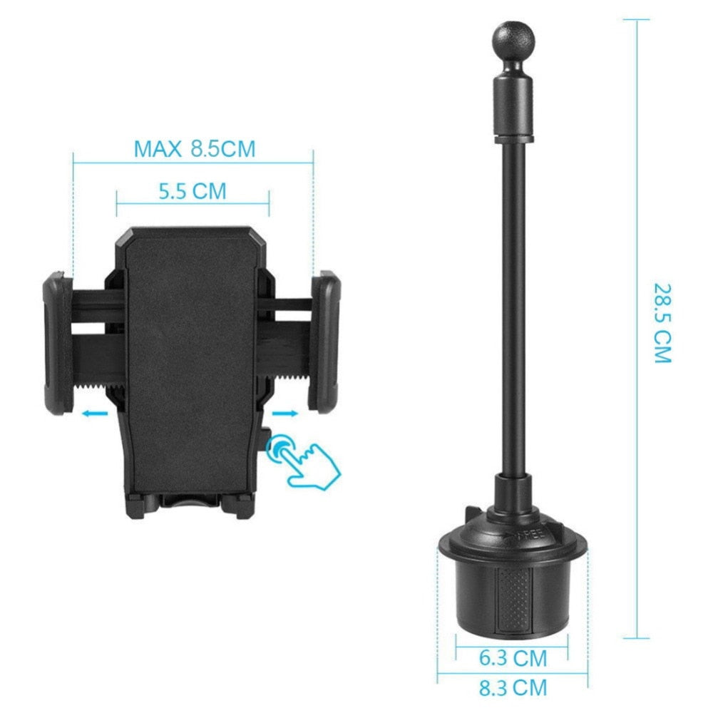 Suport universal de 360 ​​graus ajustable per a la tassa de cotxe de muntatge Suport de telèfon mòbil per a iPhone Samsung Suport de telèfon de cotxe universal