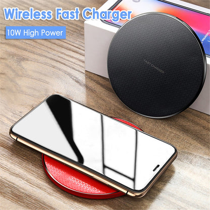 10W Qi Wireless Charger For iPhone 8 X XR XS Max QC3.0 10W Fast Wireless Charging for Samsung S9 S8 Note 9 S10 Charging Pad