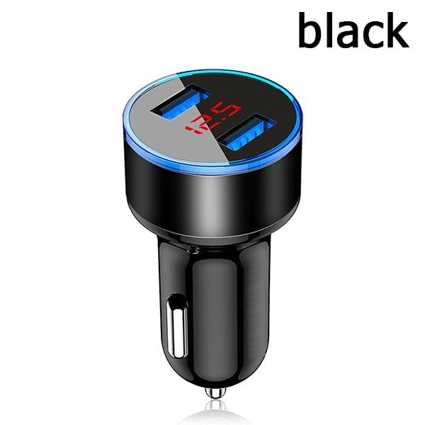 Cargador de coche Dual USB QC 3,0 adaptador encendedor de cigarrillos voltímetro LED para todo tipo de cargador de teléfono móvil carga inteligente Dual USB