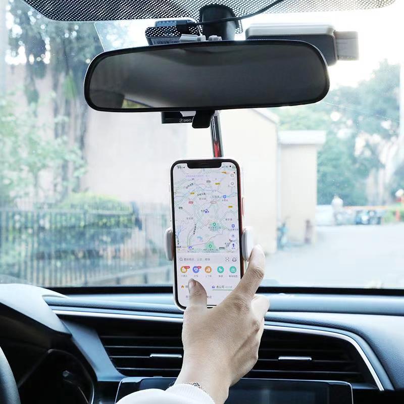 Suport de telèfon de muntatge de mirall retrovisor de cotxe de 360 ​​graus per a iPhone 12 Seient GPS Smartphone Suport de telèfon de cotxe Suport ajustable