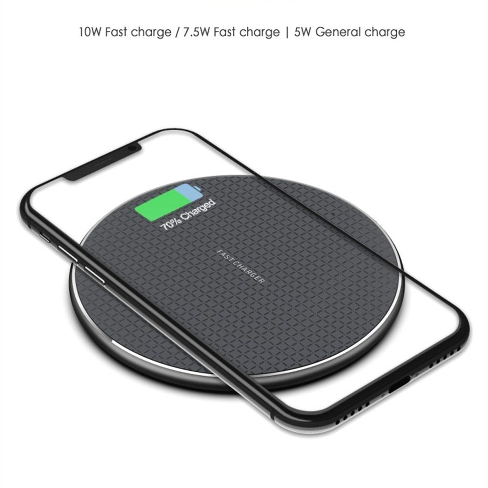 10W Qi Wireless Charger For iPhone 8 X XR XS Max QC3.0 10W Fast Wireless Charging for Samsung S9 S8 Note 9 S10 Charging Pad