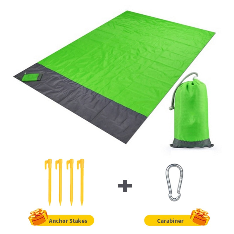 Manta de playa de bolsillo impermeable de 2x2,1 m, colchoneta plegable para acampar, colchoneta ligera portátil, colchoneta de Picnic al aire libre, colchoneta de playa de arena