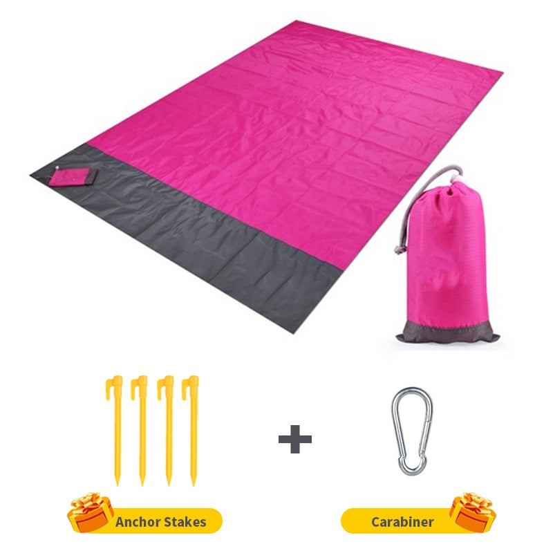 Manta de playa de bolsillo impermeable de 2x2,1 m, colchoneta plegable para acampar, colchoneta ligera portátil, colchoneta de Picnic al aire libre, colchoneta de playa de arena