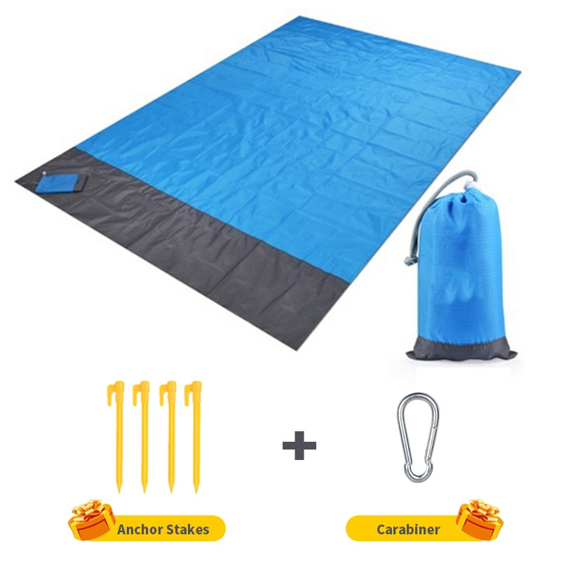 Manta de platja de butxaca impermeable de 2x2,1 m Matalàs de càmping plegable Matalàs estora portàtil lleugera Mat de pícnic a l'aire lliure Estora de platja de sorra