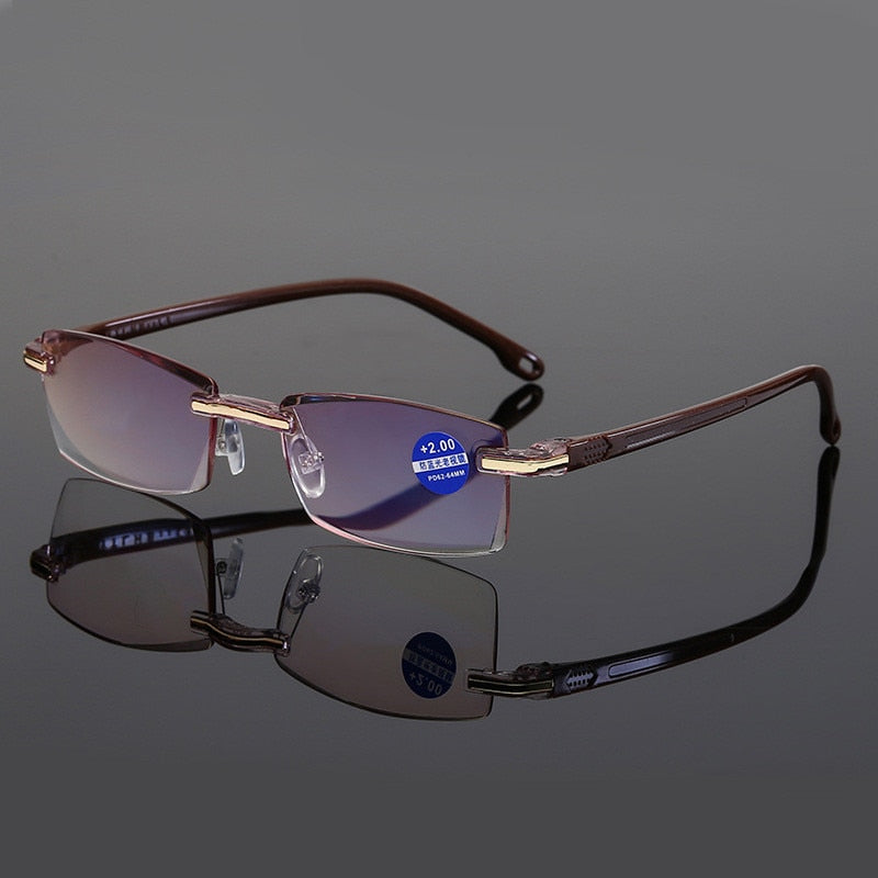 Ahora, gafas de lectura sin montura con bloqueo de luz azul para mujeres y hombres, gafas cuadradas sin marco para presbicia, dioptrías + 1,0 1,5 2 2,5 4,0