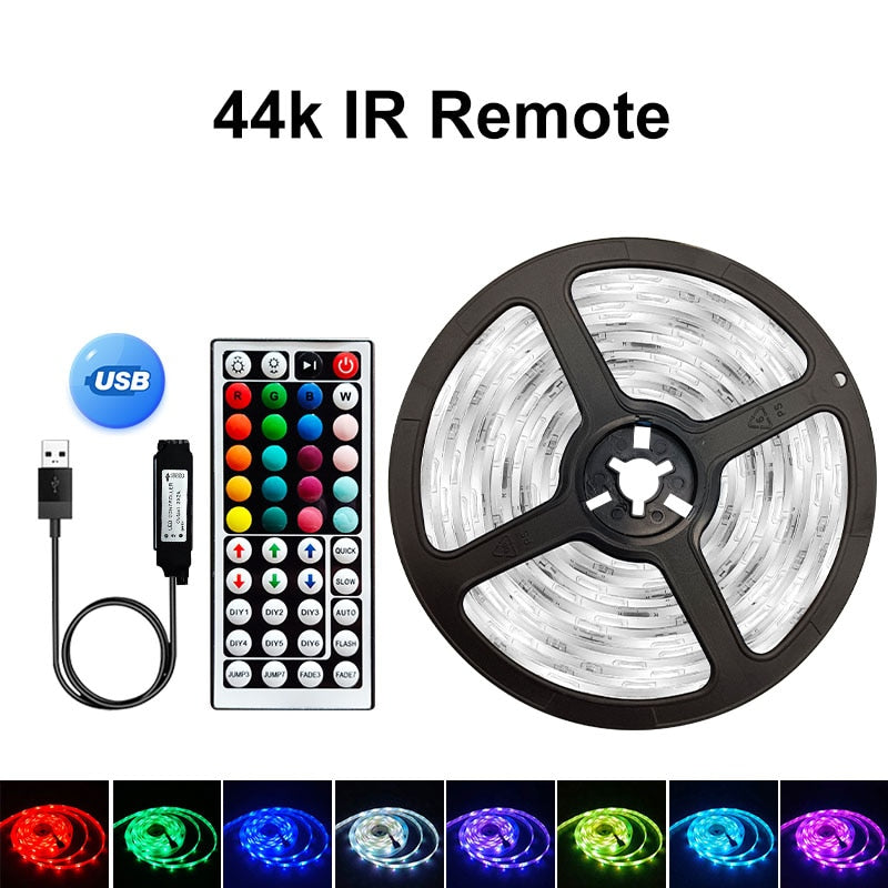 5V USB WIFI Bluetooth 1M-30M 5050 tiras de luces Led USB impermeable RGB lámpara de cinta de diodo Led para decoración dormitorio TV retroiluminación