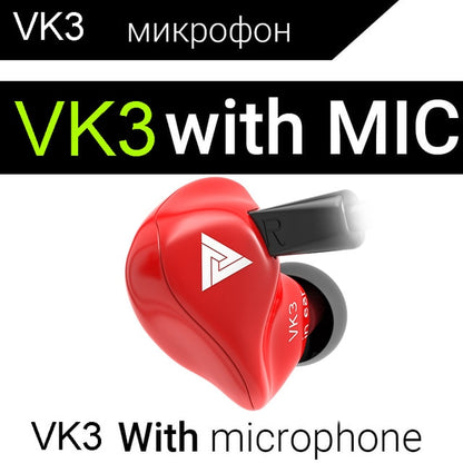 QKZ VK3 In-Ear Earphones for Mobile Phone Tablet Earbuds Special Edition Headset With Mic Metal Heavy Bass Earphone