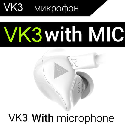 QKZ VK3 In-Ear Earphones for Mobile Phone Tablet Earbuds Special Edition Headset With Mic Metal Heavy Bass Earphone