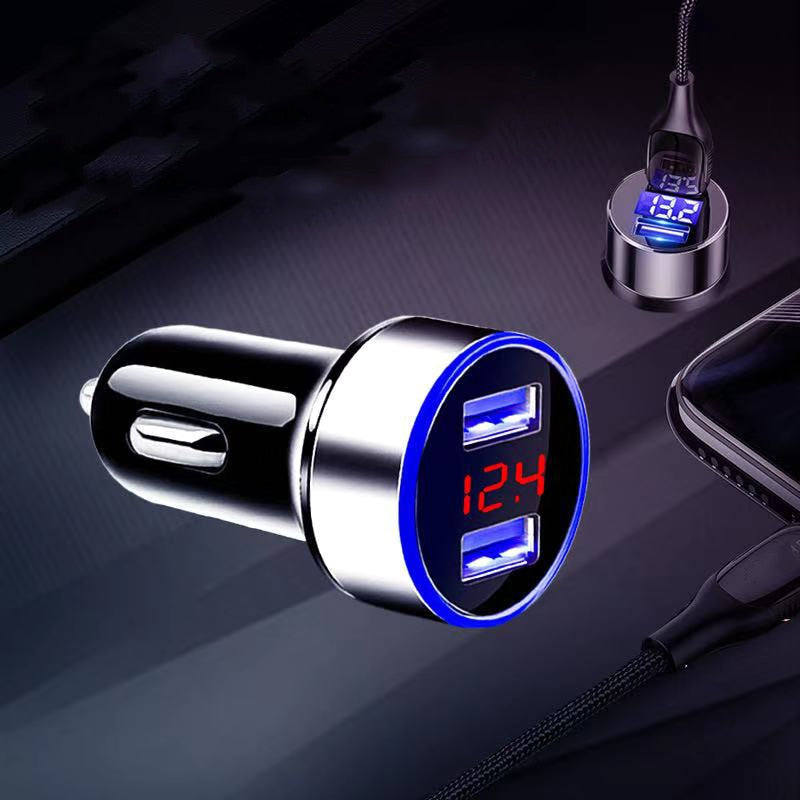 Cargador de coche Dual USB QC 3,0 adaptador encendedor de cigarrillos voltímetro LED para todo tipo de cargador de teléfono móvil carga inteligente Dual USB