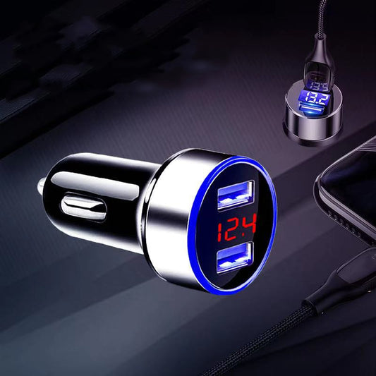 Cargador de coche Dual USB QC 3,0 adaptador encendedor de cigarrillos voltímetro LED para todo tipo de cargador de teléfono móvil carga inteligente Dual USB