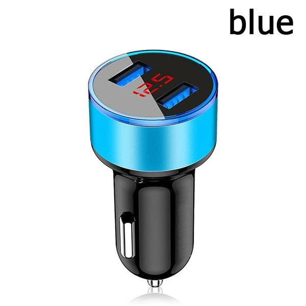 Cargador de coche Dual USB QC 3,0 adaptador encendedor de cigarrillos voltímetro LED para todo tipo de cargador de teléfono móvil carga inteligente Dual USB