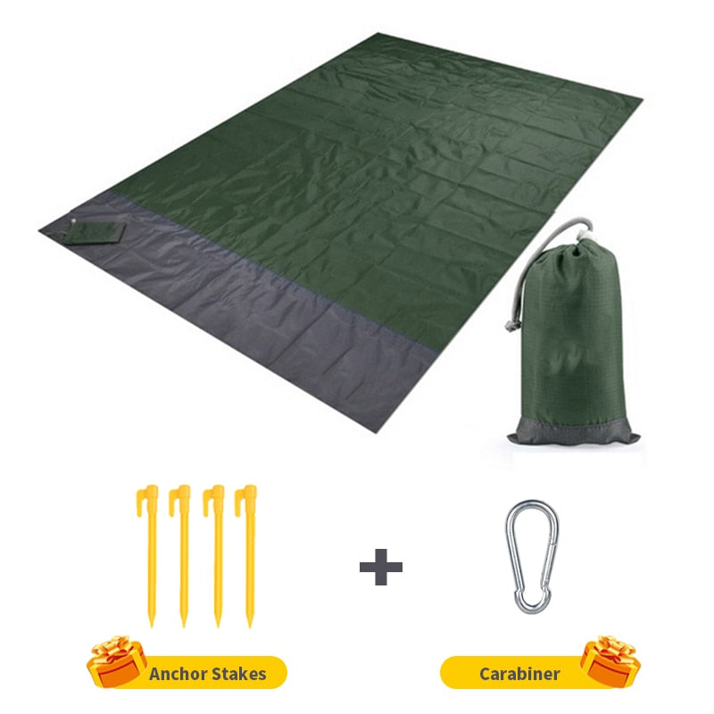 Manta de playa de bolsillo impermeable de 2x2,1 m, colchoneta plegable para acampar, colchoneta ligera portátil, colchoneta de Picnic al aire libre, colchoneta de playa de arena