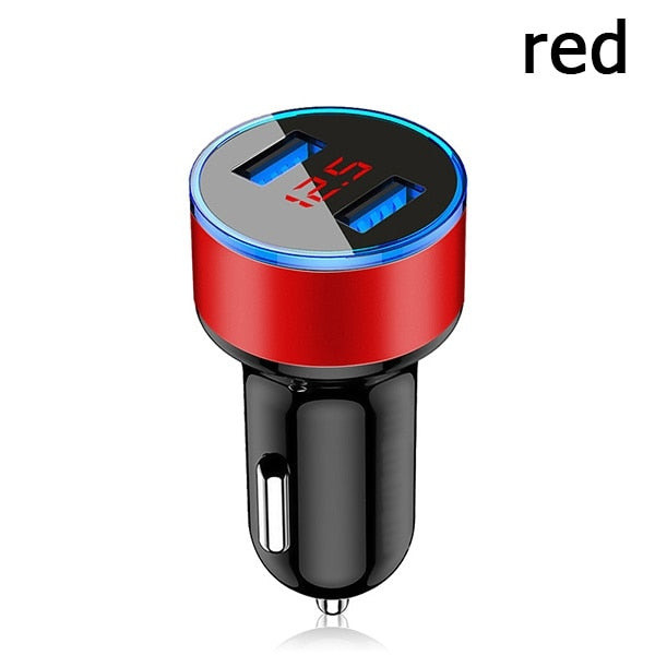 Cargador de coche Dual USB QC 3,0 adaptador encendedor de cigarrillos voltímetro LED para todo tipo de cargador de teléfono móvil carga inteligente Dual USB