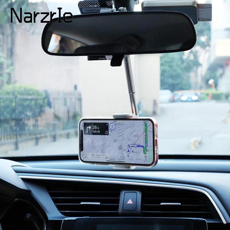 Soporte de teléfono para espejo retrovisor de coche de 360 ​​grados para iPhone 12 GPS asiento Smartphone soporte de teléfono para coche soporte ajustable