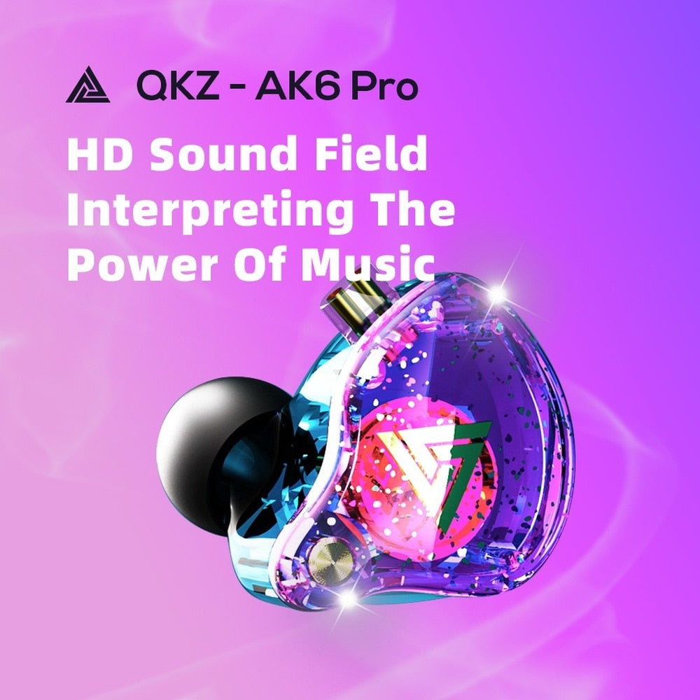 QKZ AK6 Pro Professional Genunie 3.5mm Wired Earphones in-ear Headset Metal Heavy Bass Sound Quality for Mobile Phone Tablet