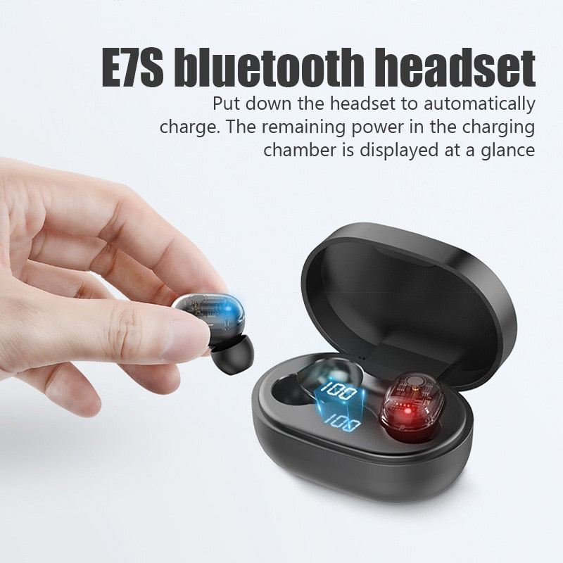 E7S Tws Wireless Headphones Bluetooth Earphones with box bass Headsets with Mic Sport Noise Cancelling Earbuds For Xiaomi iPhone