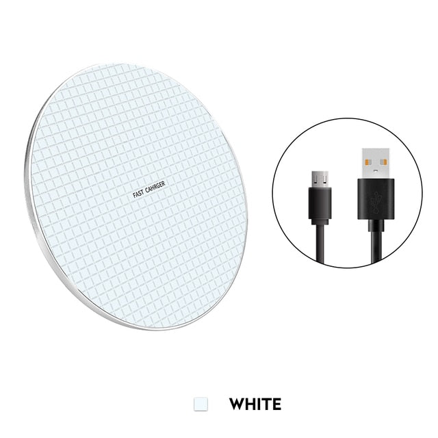 Carregador sense fil Qi de 10 W per a iPhone 8 X XR XS Max QC3.0 Càrrega sense fil ràpida de 10 W per a Samsung S9 S8 Note 9 S10 Coixinet de càrrega