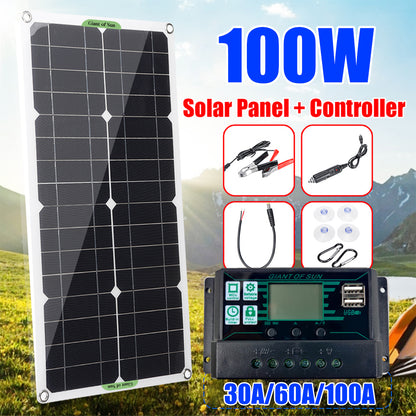 30W 100W 18V Semi-flexible Solar Panel Outdoor Solar Charging Panel USB Phone Charger